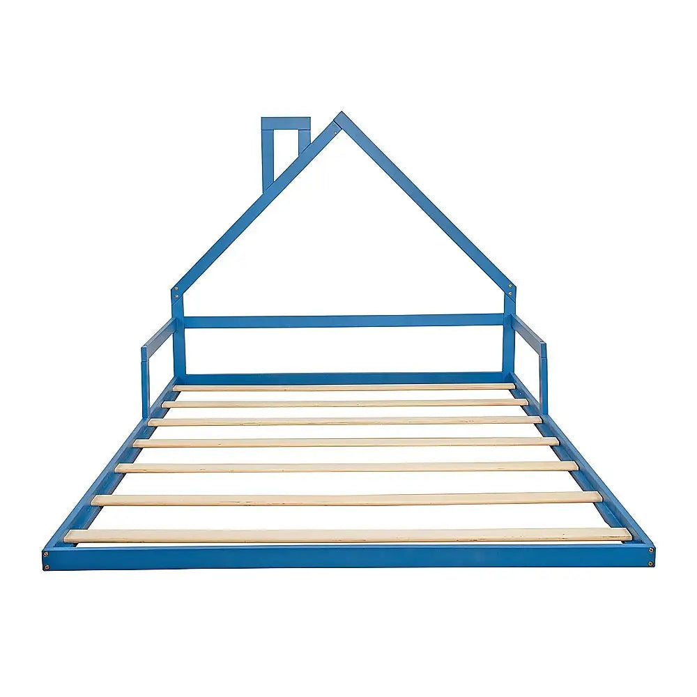 Pine Wood Floor Bed House Frame for Kids and Toddlers - Furniture > Bedroom > Beds & Bed Frames