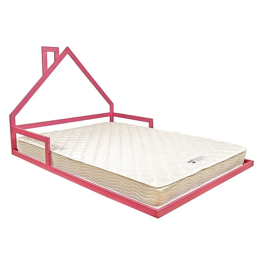 Pine Wood Floor Bed House Frame for Kids and Toddlers - Furniture > Bedroom > Beds & Bed Frames