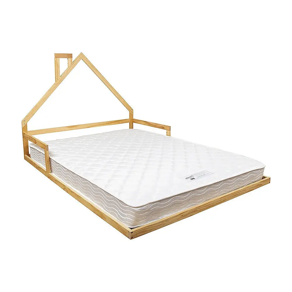 Pine Wood Floor Bed House Frame for Kids and Toddlers - Furniture > Bedroom > Beds & Bed Frames