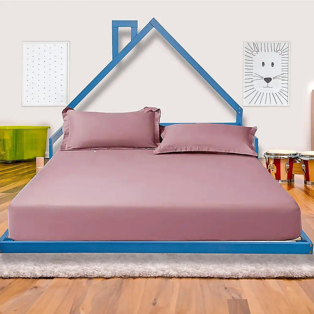 Pine Wood Floor Bed House Frame for Kids and Toddlers - Furniture > Bedroom > Beds & Bed Frames