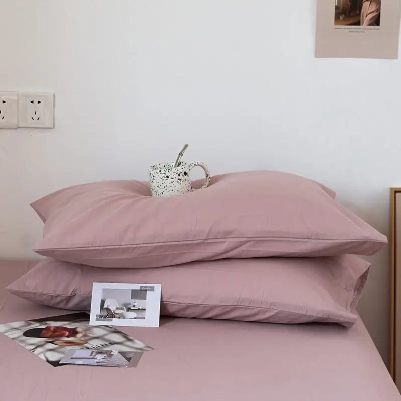 Pink 100% Cotton Pillowcase Set - Envelope Closure(without pillow core) - Home & Garden > Bedding > Pillowcases