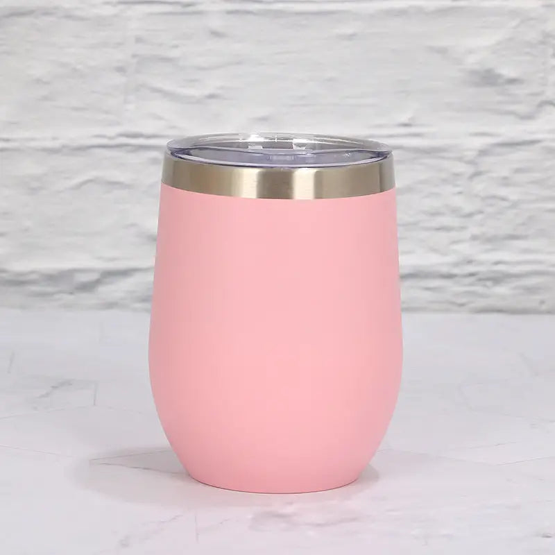 Pink 12oz Double-Wall Vacuum 304 Eggshell Cup - Mini Portable Insulated U-Shaped Cup Creative Small Beer Mug