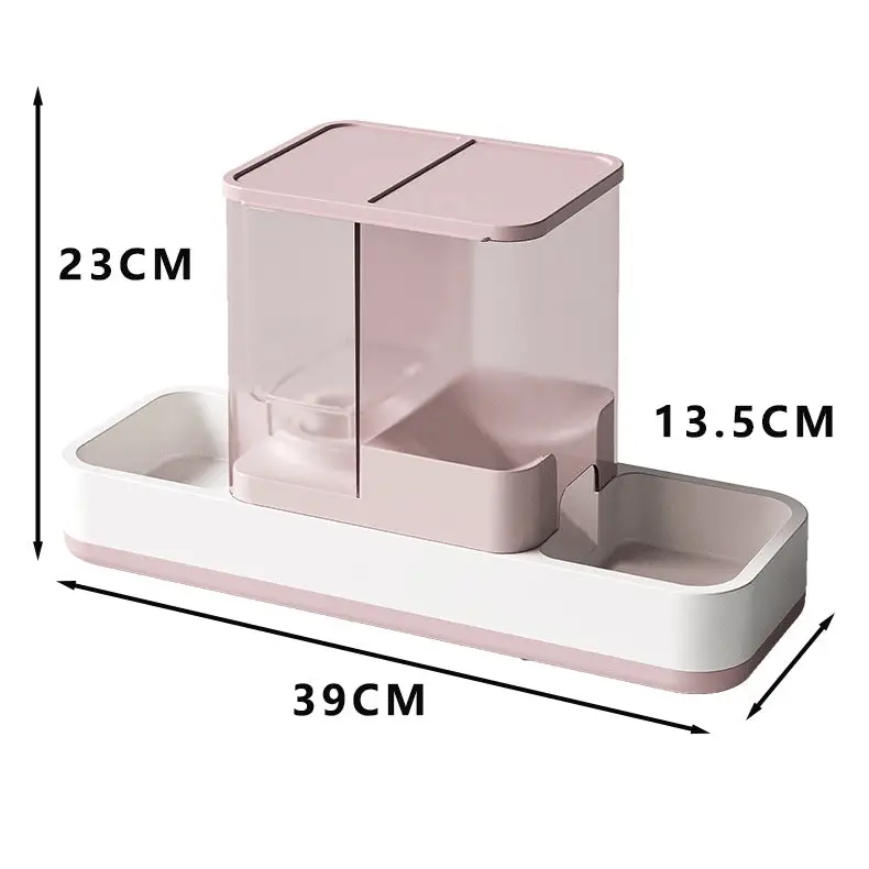 Pink 2-in-1 Automatic Pet Water and Food Dispenser - Gravity Feeder for Cats and Dogs - Pet Care > Cat Supplies > Cat
