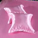 Pink 2 PCS Faux Silk Pillow Covers - Cooling Ice Silk Satin Cushion Covers - 45x45cm - Home & Garden > Bedding >