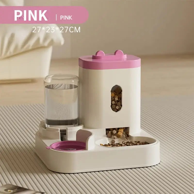 Pink Automatic Pet Feeder and Water Dispenser - Smart Dog Bowl & Cat Feeder Universal Pet Feeding Station Electric Pet