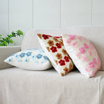 Pink Charming 3D Floral Plush Cushion Covers - Set of 4 45x45cm Soft Faux Lambswool Pillowcases for Sofa & Bed Decor