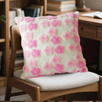 Pink Charming 3D Floral Plush Cushion Covers - Set of 4 45x45cm Soft Faux Lambswool Pillowcases for Sofa & Bed Decor