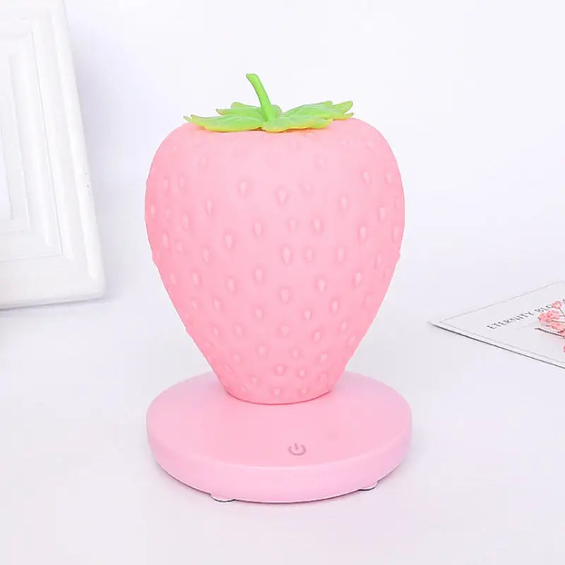 Pink Cute Silicone Strawberry Night Light - USB Rechargeable Touch Control - Home & Garden > Lighting > Night Lights &