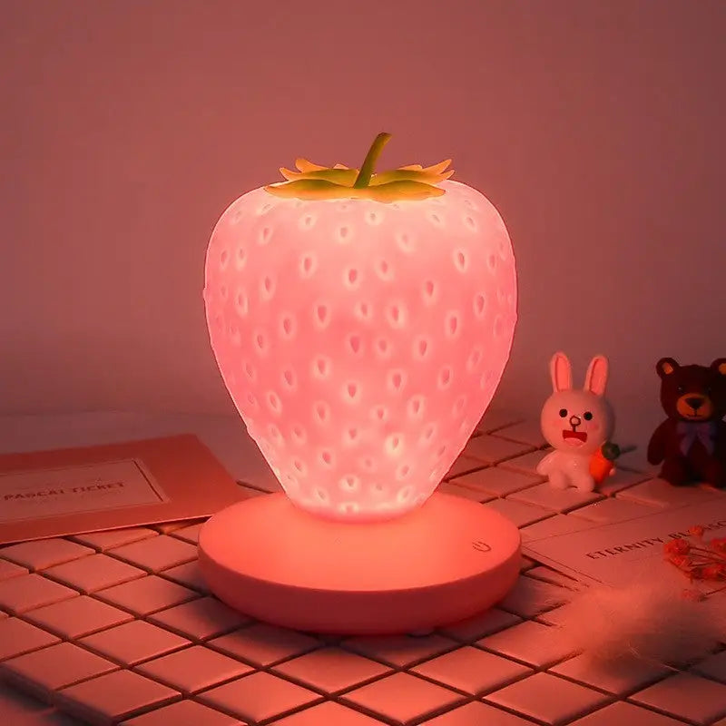 Pink Cute Silicone Strawberry Night Light - USB Rechargeable Touch Control - Home & Garden > Lighting > Night Lights &