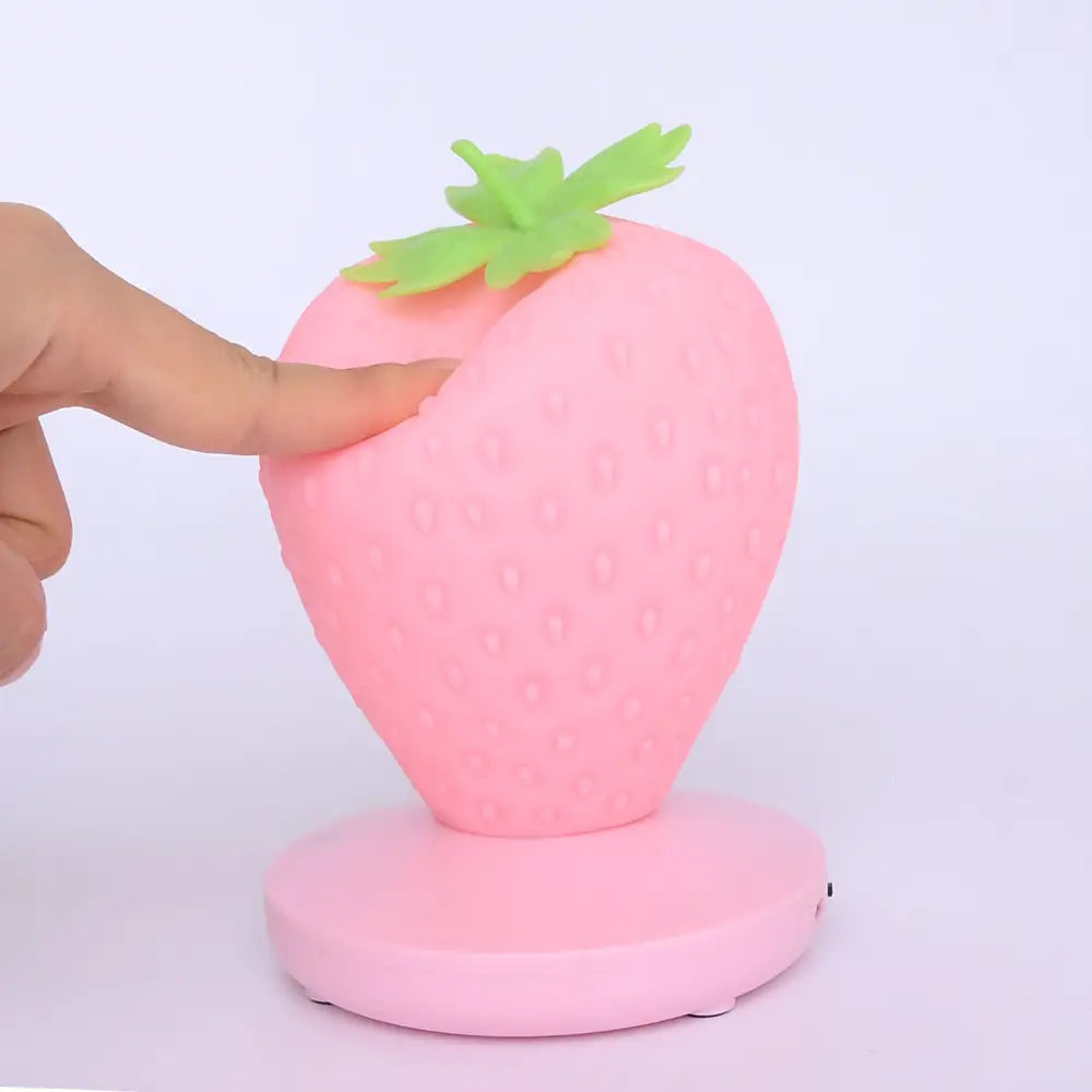 Pink Cute Silicone Strawberry Night Light - USB Rechargeable Touch Control - Home & Garden > Lighting > Night Lights &