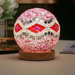 Pink Diamond Pattern Handmade Mosaic Glass Lamp - Vibrant Decorative Table Light - Home & Garden > Lighting > Night