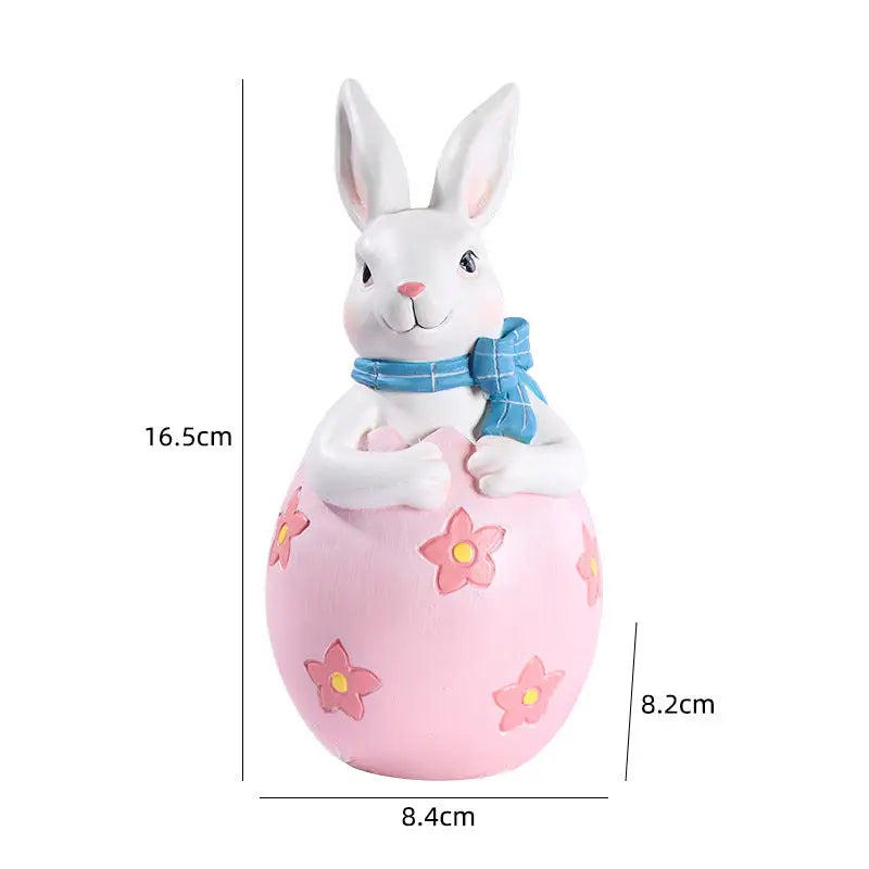 Pink Easter Rabbit Egg Resin Decoration - Charming Festive Gift for Kids’ Rooms and Holidays - Home & Garden > Decor >