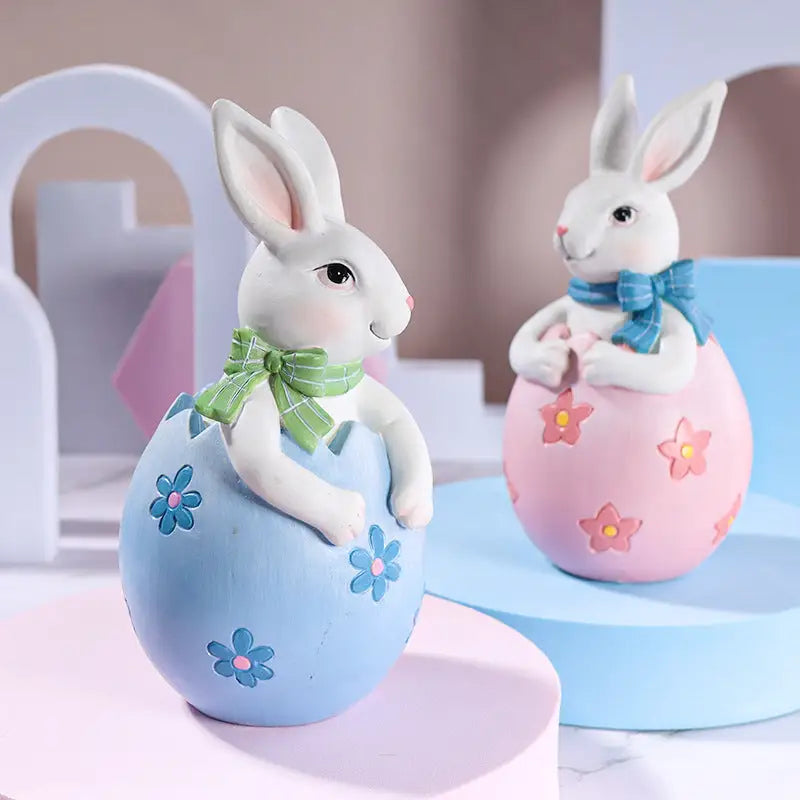 Pink Easter Rabbit Egg Resin Decoration - Charming Festive Gift for Kids’ Rooms and Holidays - Home & Garden > Decor >