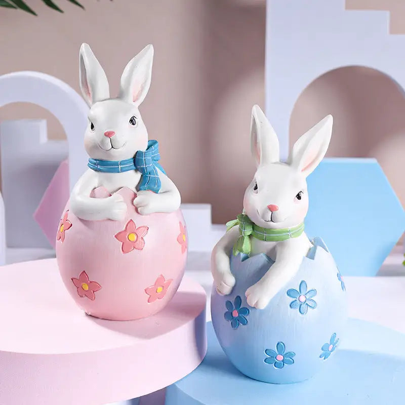 Pink Easter Rabbit Egg Resin Decoration - Charming Festive Gift for Kids’ Rooms and Holidays - Home & Garden > Decor >