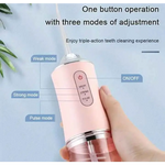 Pink Electric Portable Water Flosser - Smart 4-Head Oral Irrigation Teeth Cleaner Pulse Cleaning for Home Use - Home &