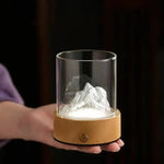 Pink Glass Mountain Ambient Night Light - USB Rechargeable Touch Control Bedside Lamp - Adjustable 3-Color Light - Home