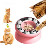 Pink Interactive Slow Feeder Cat Bowl - 15° Tilt Design Puzzle Feeder for Healthy Eating - Pet Care > Cat Supplies >