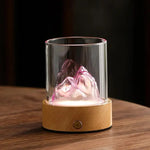 Pink LED Glass Night Light with Mountain Design USB Rechargeable - Home & Garden > Lighting > Night Lights & Ambient