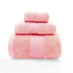 Pink Luxury 100% Cotton Towel Set - 3-Piece Combed Cotton Bath Towel Set - Home & Garden > Bathroom Accessories > Bath