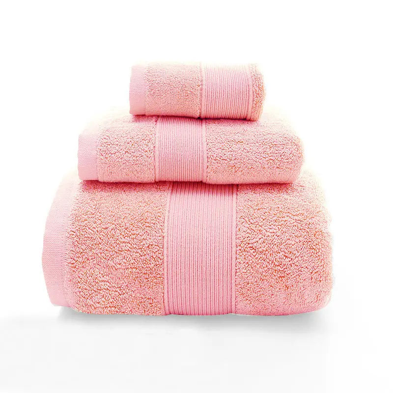 Pink Luxury 100% Cotton Towel Set - 3-Piece Combed Cotton Bath Towel Set - Home & Garden > Bathroom Accessories > Bath