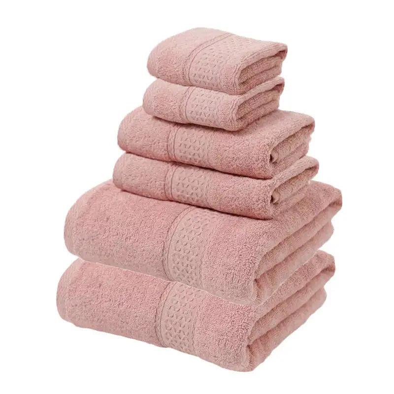Pink Luxury 6-Piece 100% Cotton Towel Set - 2 Bath Towels 2 Hand Towels 2 Face Towels - Home & Garden > Bathroom
