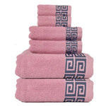 Pink Luxury Cotton Towel Set - 6-Piece Highly Absorbent Bath & Hand Towels - Home & Garden > Bathroom Accessories >