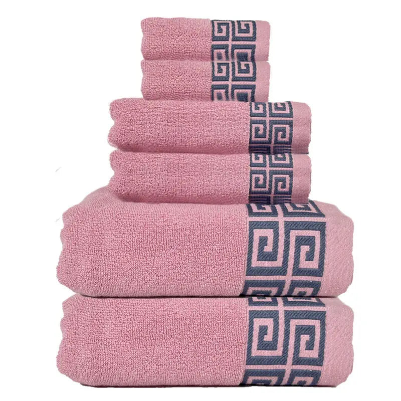Pink Luxury Cotton Towel Set - 6-Piece Highly Absorbent Bath & Hand Towels - Home & Garden > Bathroom Accessories >