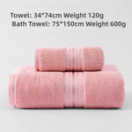 Pink Luxury Cotton Towel Set(Towel + Bath Towel) - Quick Dry Extra Thick & Absorbent Perfect for Bath & Beach - Home &