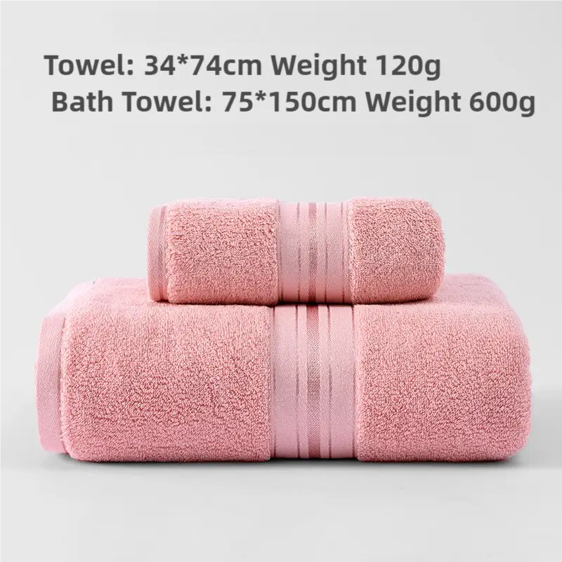 Pink Luxury Cotton Towel Set(Towel + Bath Towel) - Quick Dry Extra Thick & Absorbent Perfect for Bath & Beach - Home &