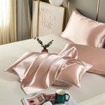 Pink Luxury Double-Sided Satin Silk Pillowcase - Summer Cooling Polyester Pillow Cover Set(Without Pillow Core) - Home
