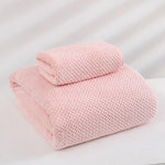 Pink Luxury White Bath Towel and Hand Towel Set - Ultra Soft and Absorbent - Home & Garden > Bathroom Accessories >