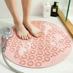 Pink Non-Slip Round Shower Foot Scrubber Mat - Soft Silicone Massage Pad for Foot Cleaning - Home & Garden > Bathroom