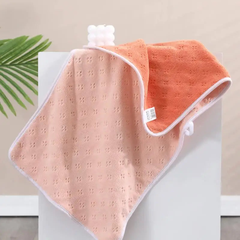 Pink-orange Oversized Double-Sided Coral Fleece Bath Towel | Soft and Absorbent Thick & Warm 70x140cm - Home & Garden >