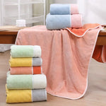 Pink-orange Oversized Double-Sided Coral Fleece Bath Towel | Soft and Absorbent Thick & Warm 70x140cm - Home & Garden >