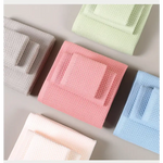 Pink Premium 3-Piece Waffle Weave Cotton Towel Set - Lightweight Quick-Dry & Absorbent - Bath Hand Face Cloth - Home &