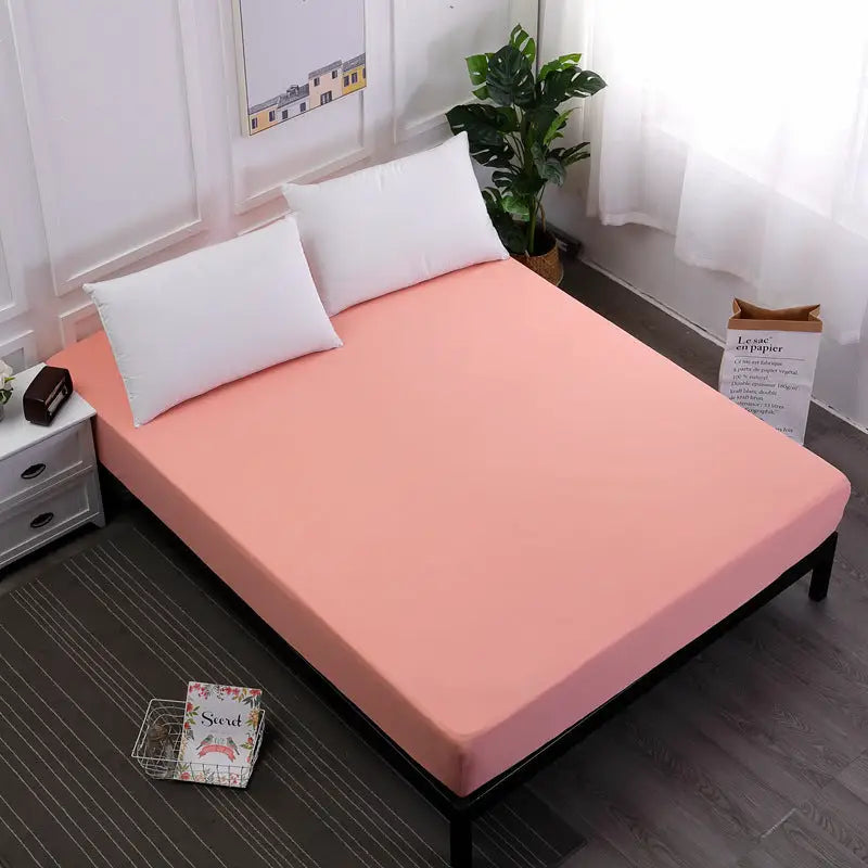Pink Queen Size Waterproof Fitted Mattress Protector - Soft & Breathable Bed Cover Hypoallergenic Deep Pocket