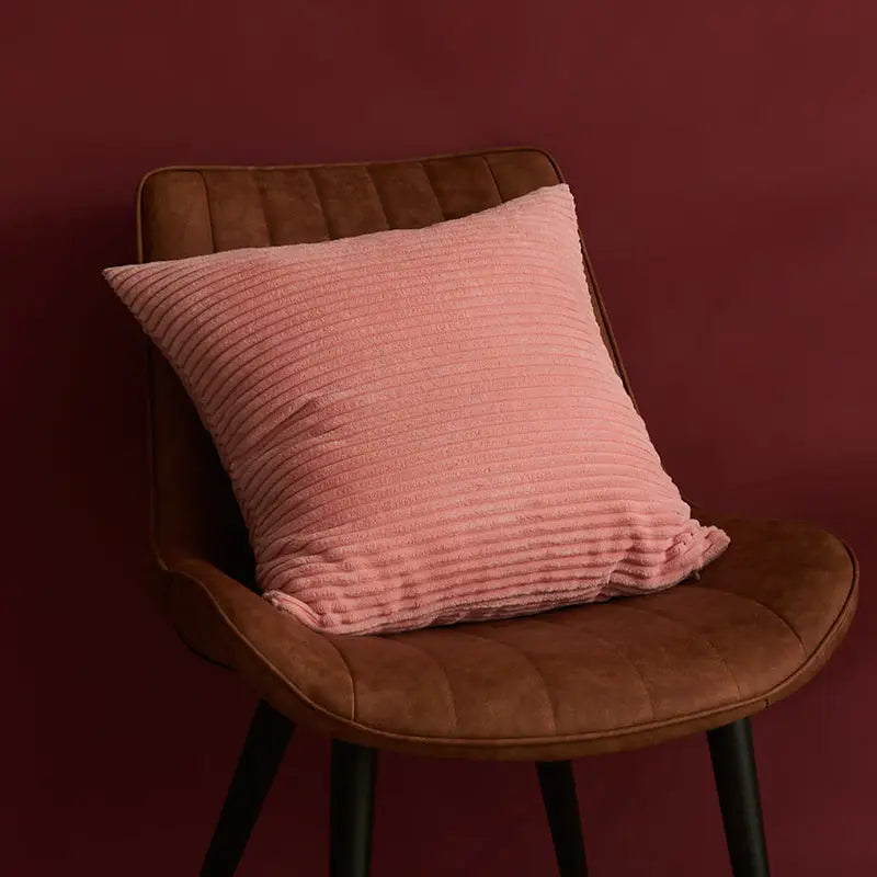 Pink Set of 4 Corduroy Pillow Covers - Solid Color Minimalist Throw Cushion Covers - 45x45cm (Pillow Inserts