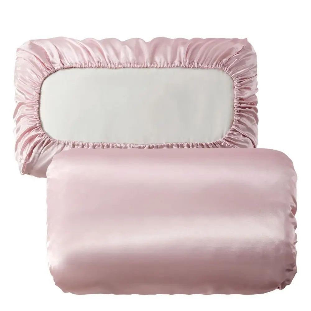 Pink Silky Satin Pillowcase Pair - Smooth for Hair & Skin Elastic Fitted (46x90 + 16cm) - Home & Garden > Bedding >