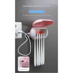 Pink Wall-Mounted Toothbrush Sterilizer with UV-C Disinfection and Drying - USB Rechargeable Family 5-Brush Holder ABS