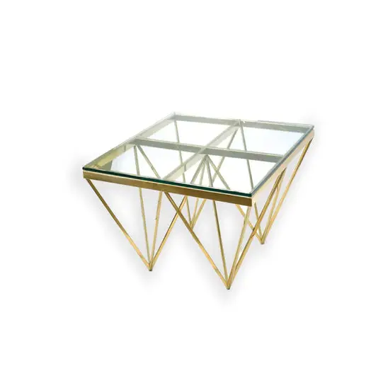 Pinnacle Gold Side Table - Clear Glass - Furniture > Bedroom