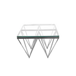 Pinnacle Silver Side Table - Black Glass - Furniture > Bedroom