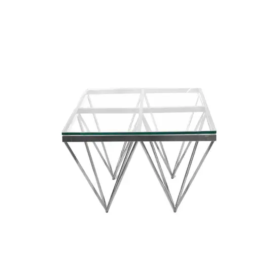 Pinnacle Silver Side Table - Black Glass - Furniture > Bedroom