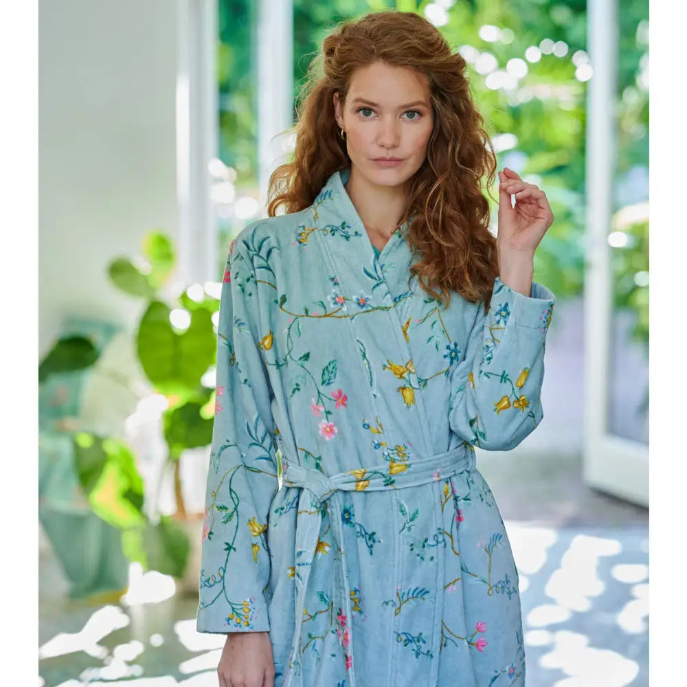 PIP Studio Les Fleurs Cotton Bath Robe Blue XXL - Home & Garden > Bathroom Accessories > Bath Towels & Robes