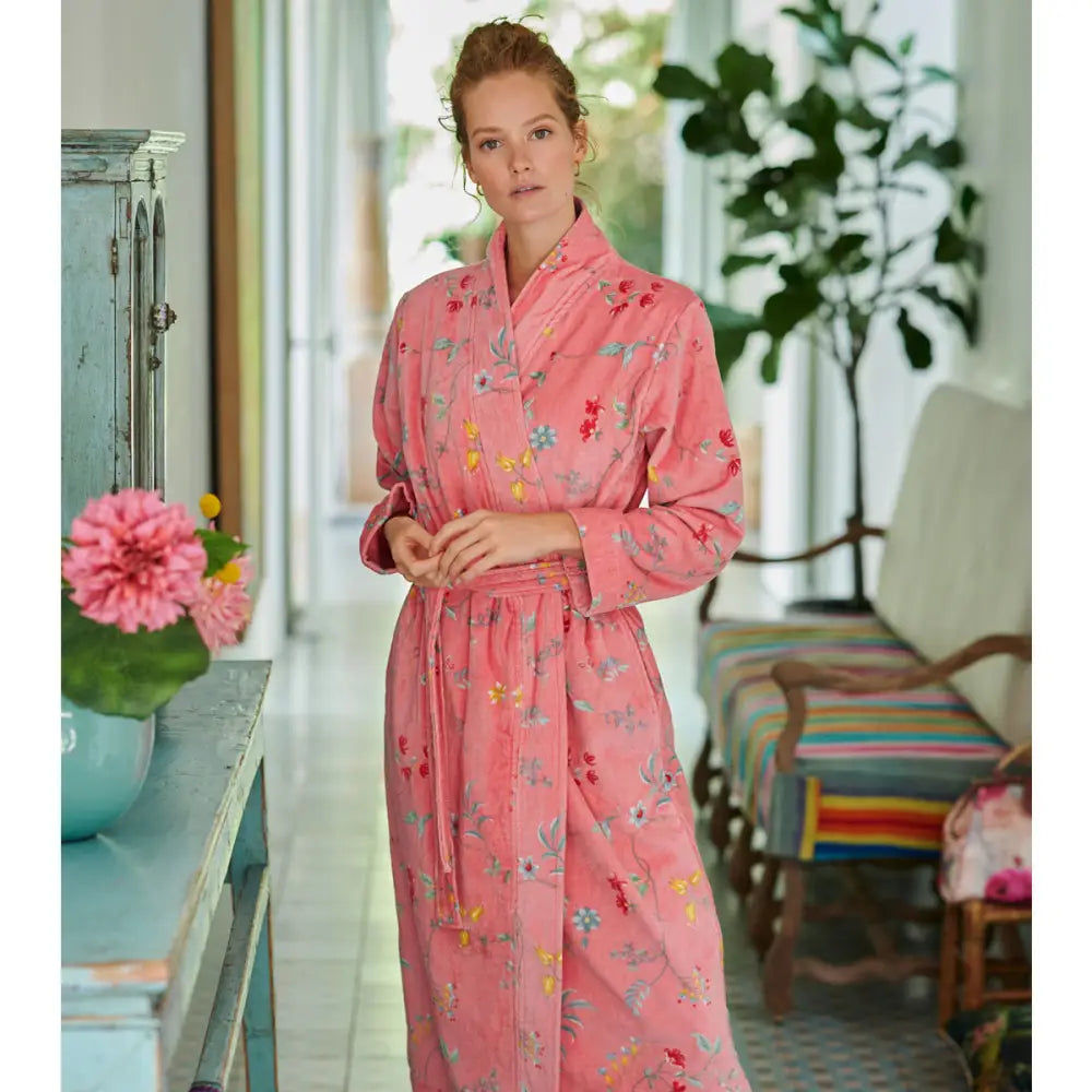 PIP Studio Les Fleurs Cotton Bath Robe Pink M - Home & Garden > Bathroom Accessories > Bath Towels & Robes