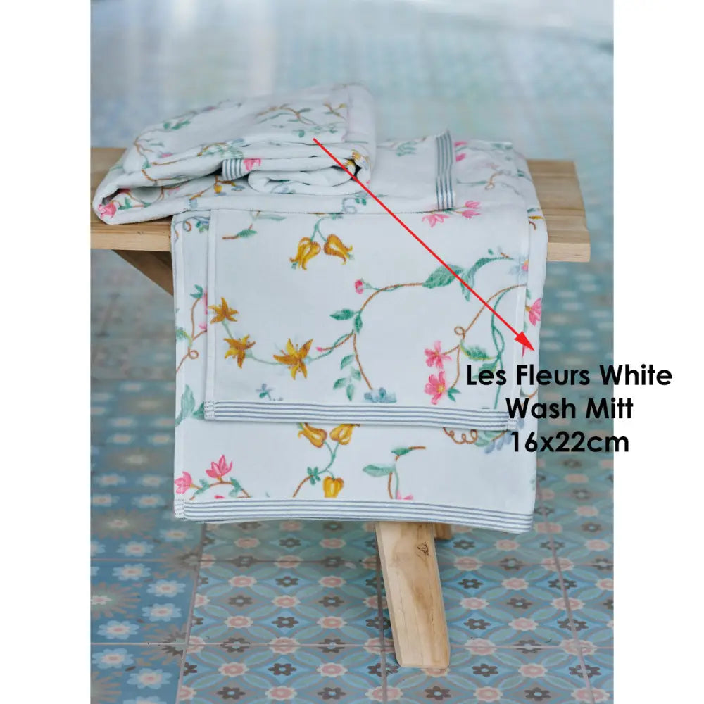 PIP Studio Les Fleurs Cotton Wash Mitt White - Home & Garden > Kitchenware > Table Linen & Kitchen Towels