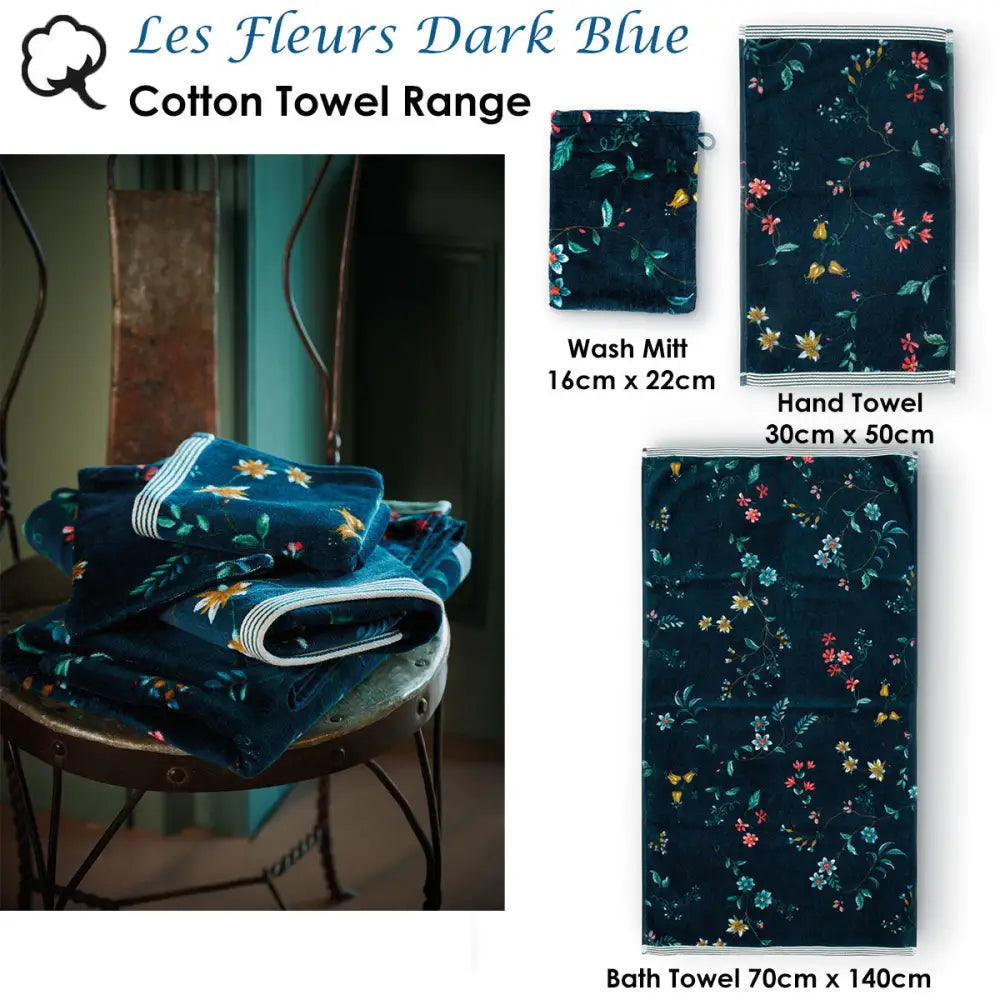 PIP Studio Les Fleurs Dark Blue Wash Mitt 16cm x 22cm - Home & Garden > Curtains > Curtains & Drapes