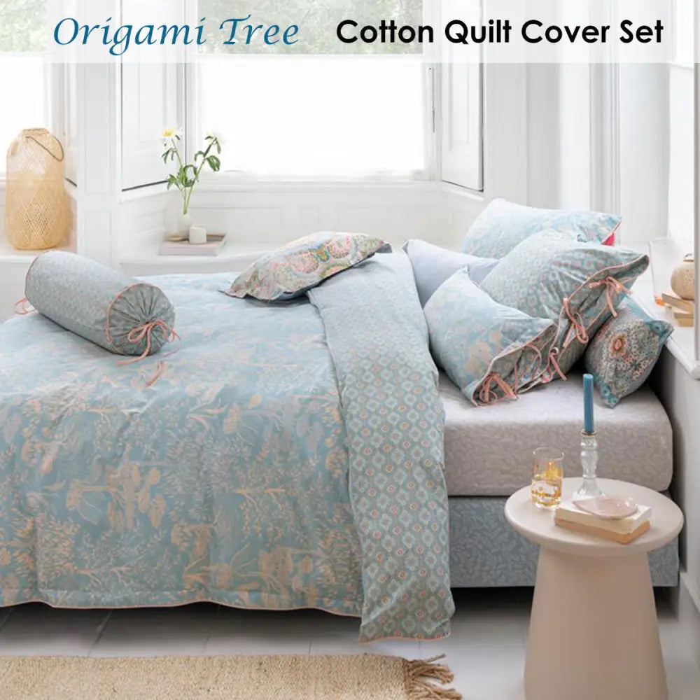 PIP Studio Origami Tree Light Blue Quilt Cover Set King - Home & Garden > Bedding