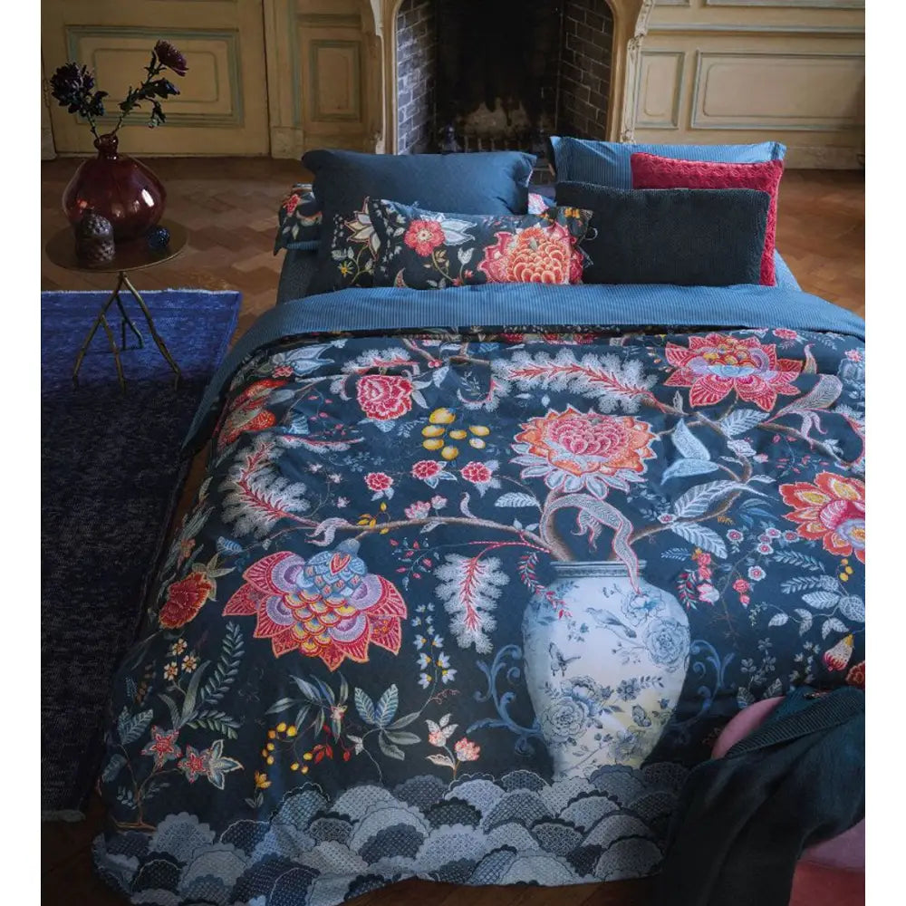 PIP Studio Tree of Life Dark Blue 100% Cotton Quilt Cover Set King - Home & Garden > Bedding