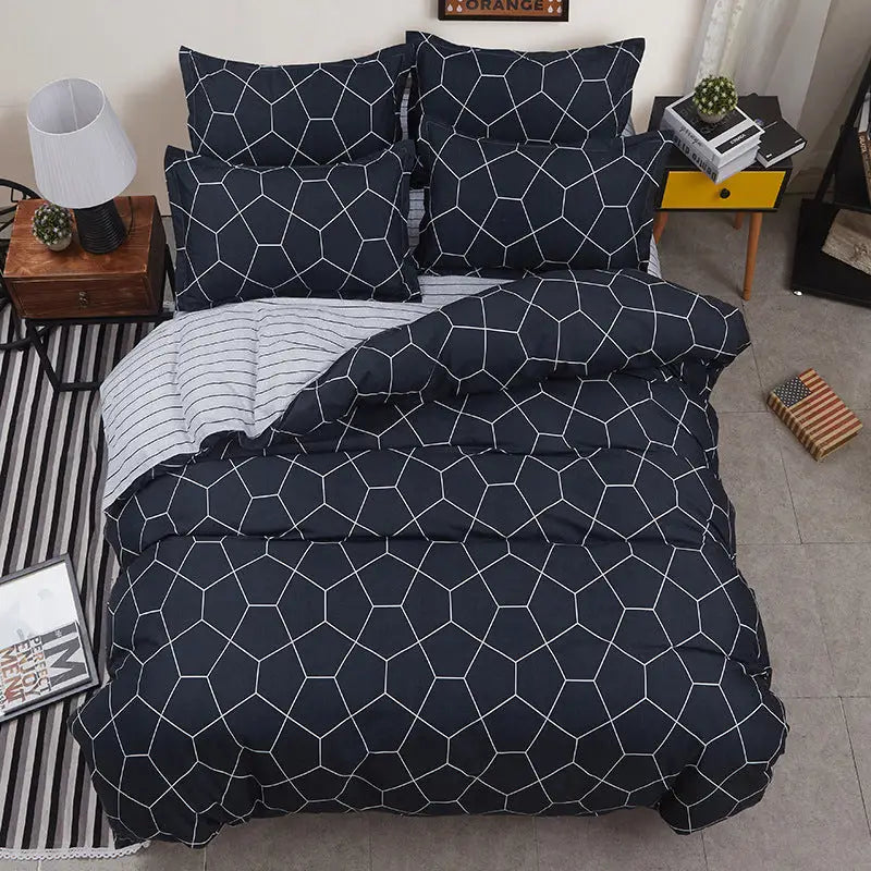 Plaid Duvet Cover - 3 Piece Bedding Set (with Corner Ties)Quilt cover 200cm x 230cm pillowcase 51 x 92cm - Home &