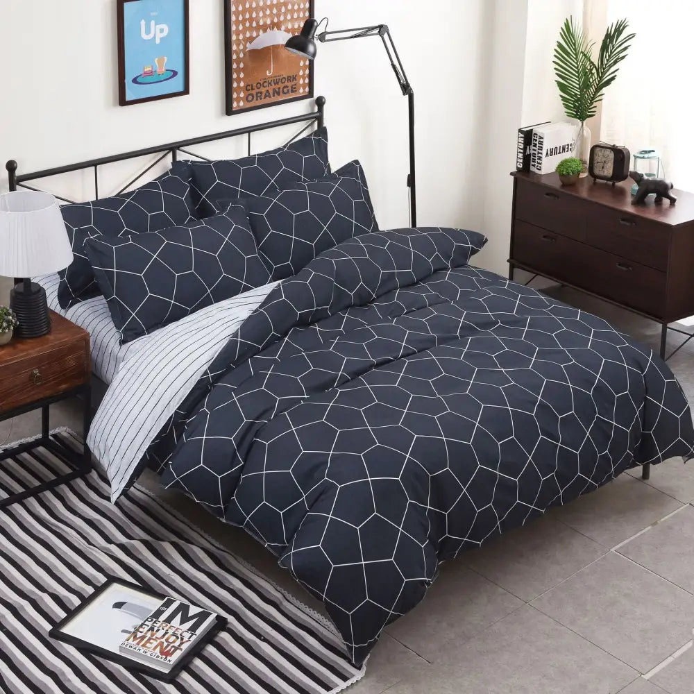 Plaid Duvet Cover - 3 Piece Bedding Set (with Corner Ties)Quilt cover 230cm x 230cm pillowcase 51 x 92cm - Home &